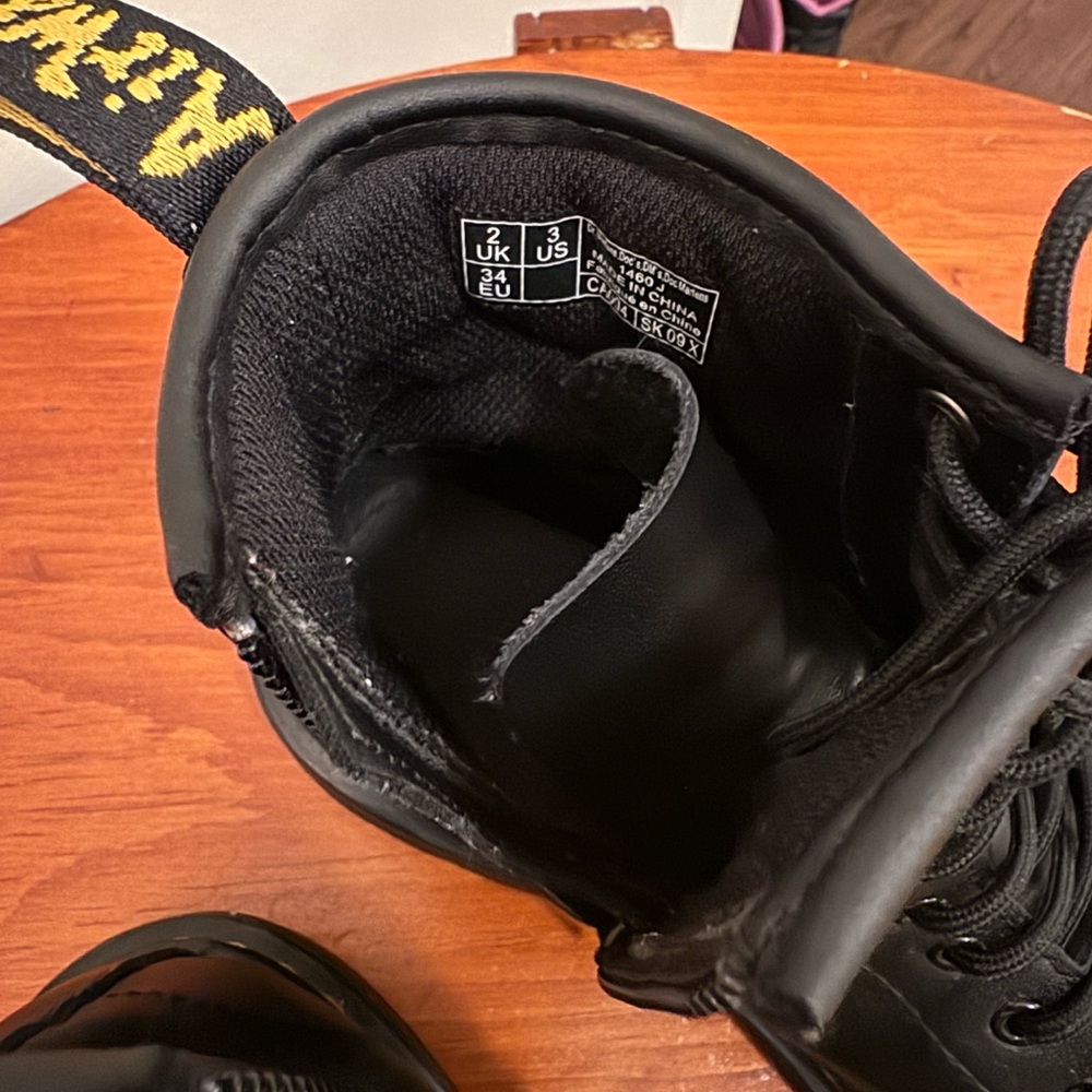 Dr. Martens Black Leather Lace-Up Boots, Size US Women’s 5 / EU 34